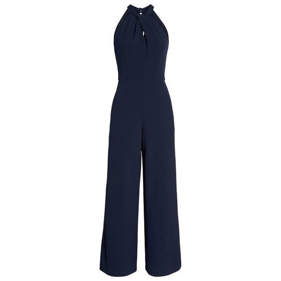 Julia Jordan Wide Leg Knot Neck Jumpsuit in Navy - Picture 2 of 8